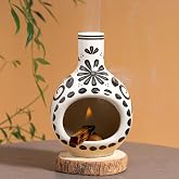 MOUGIGI Palo Santo Holder, Mini Chimney Incense Bowl for Sage & Cones | Black Floral Incense Burner for Sage Sticks, Palo Santo– Spiritual Altar Decor for Meditation Rituals, Yoga Gifts for Women
