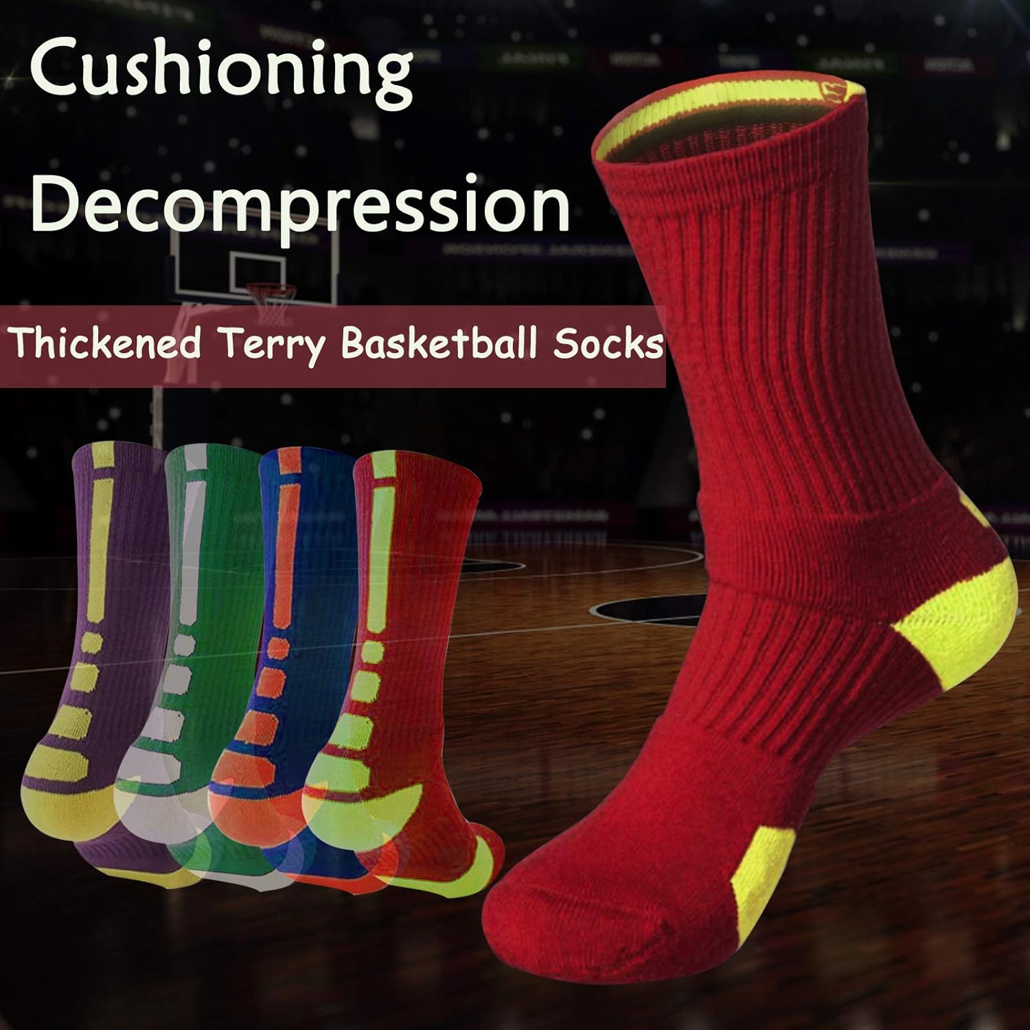 Men's Basketball Sock 4Pack Cushion Athletic Long Sports Outdoor Socks Compression Socks: Clothing
