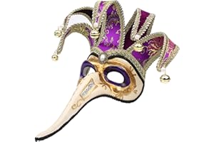 Quligeta Mardi Gras Venetian Plague Doctor Jester Mask Masquerade Halloween Wall Decorative Mask