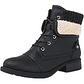 GLOBALWIN Women's Combat Boots Dressy Lace Up Ankle Boots For Women Low Heel