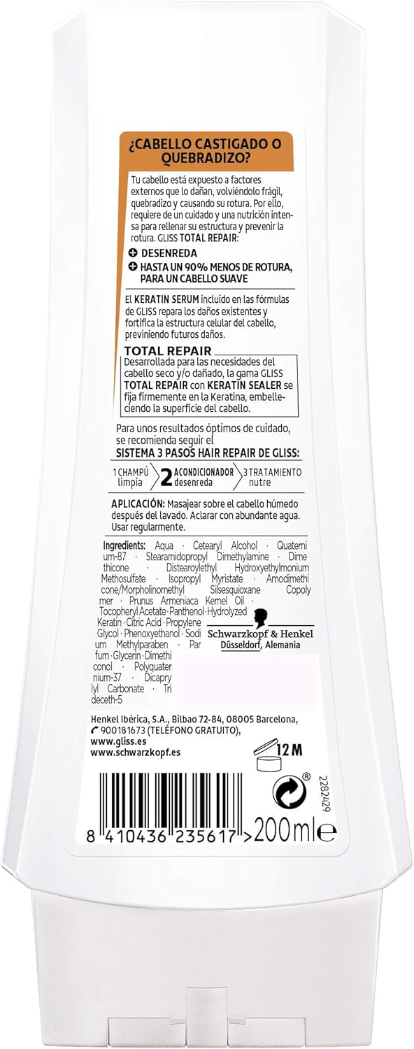 Gliss - Total Repair Conditioner - 2 units of 200ml - Schwarzkopf, multicolored, 1 ml (Pack of 15) - Image 3