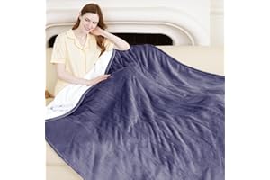 VELLUBAM Heated Blanket Throw 50" x 60" - Soft Flannel Sherpa Electric Blanket Throw with 5 Heating Levels & 4 Hours Auto Off, Machine Washable, Ideal Gift for Grandma (Purple)