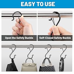 FSAH 35 Pcs S Hooks for Hanging Safety Buckle, 3.5