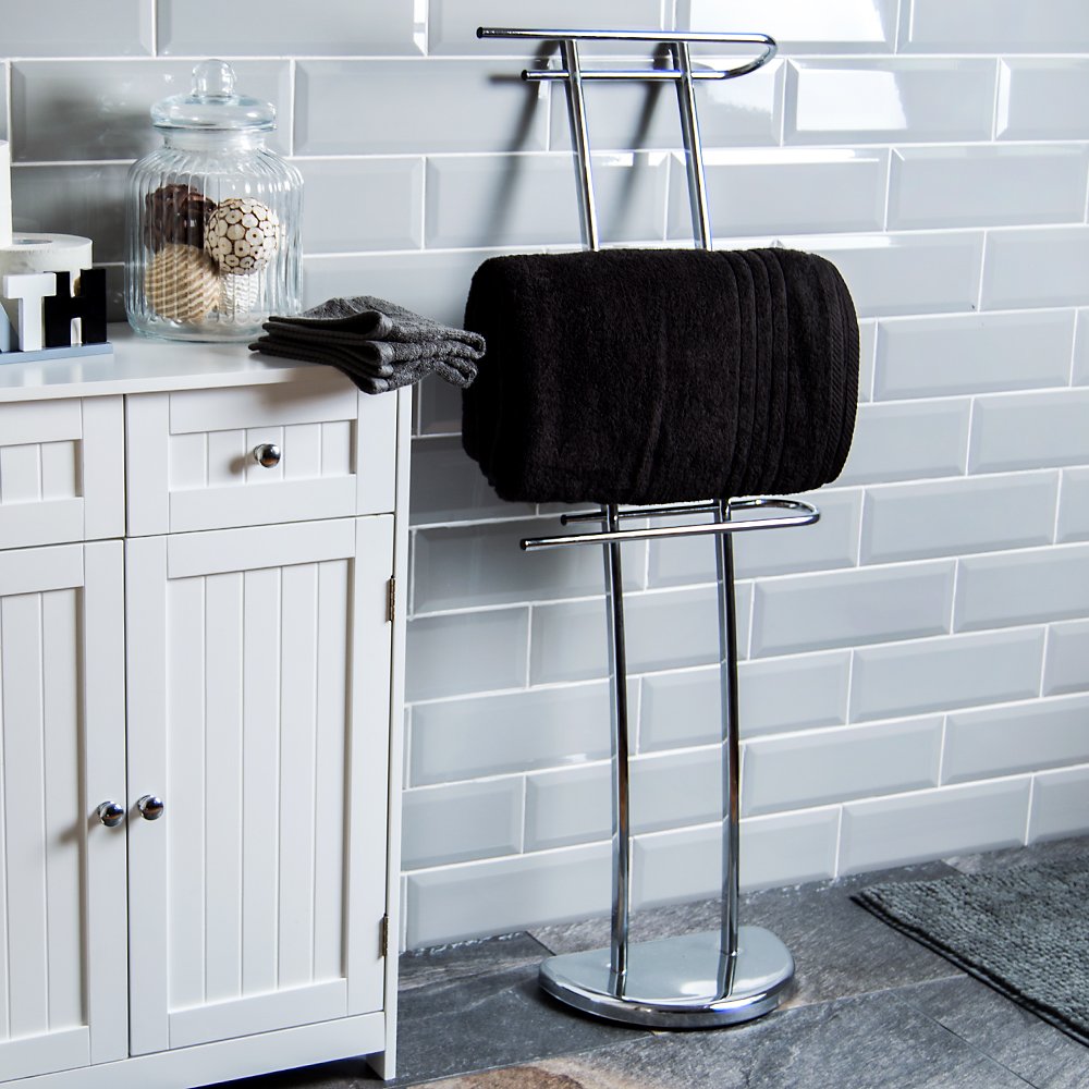 Bath Vida Three Bar Towel Holder Freestanding Bathroom Chrome Rail Rack — image 1