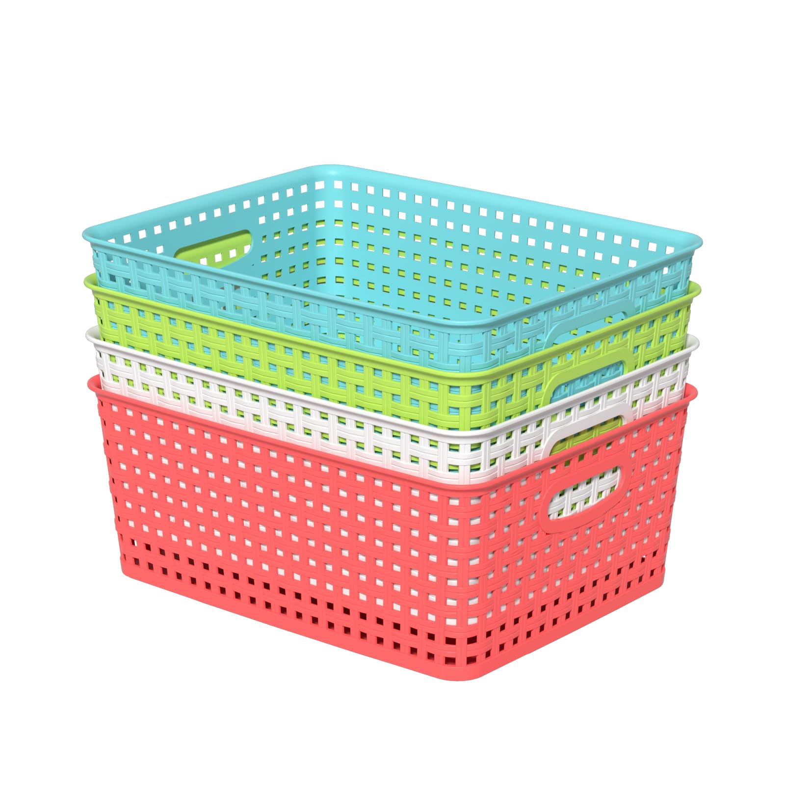 Photo 1 of Ponpong Plastic Storage Baskets, plastic weave basket, 4 Packs