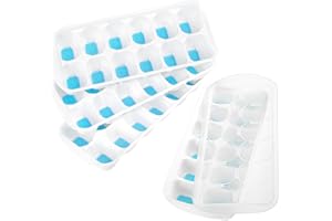 ICEXXP Ice Cube Trays for Freezer, 4 Pack Easy Release & Flexible Silicone Ice Cube Trays with Lids, BPA Free & Odor Free for Cocktail, Coffee, Stackable Plastic Ice Trays for Freezer with Covers