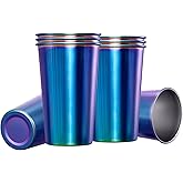 MEWAY 8 Pack 16oz Stainless Steel Pint Cup,Healthy Unbreakable and Stackable,Metal Drinking Glasses,Beer Glasses(Rainbow)