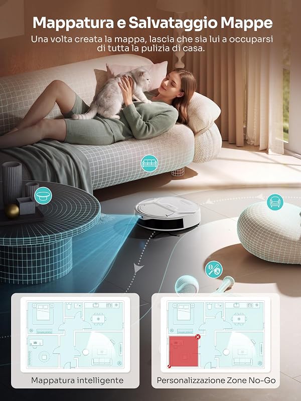 M210 Omni Robot Aspirapolvere Lavapavimenti,20.000Pa, Anti Groviglio