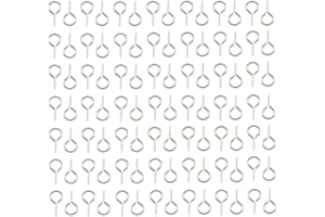 HUIHUIBAO 100 Pieces Small Screw Eyes Pin Hook for DIY Crafts, 6 x 13mm (Silver)