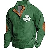 AAZJSS Mens Corduroy Button Stand Collar Sweatshirt Casual Cotton Long Sleeve Vintage Pullover