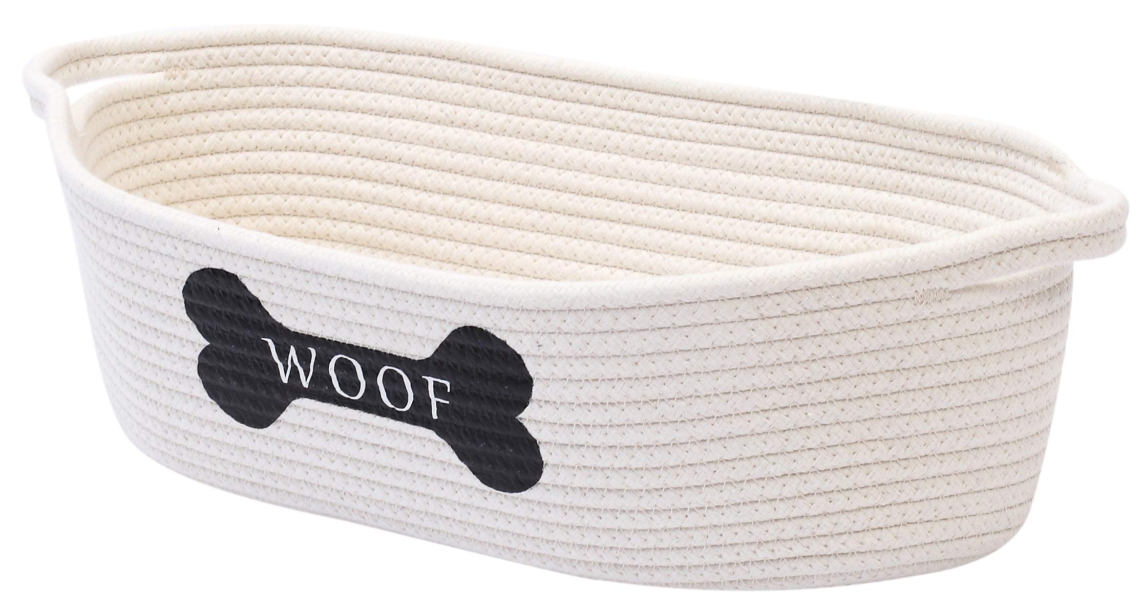 Geyecete weave rope dog toy box Natural weave Rope Clutter Organizer Toy Chest Pet Toy Box Dog Storage Basket Basket Dog Toy Storage Basket-Beige