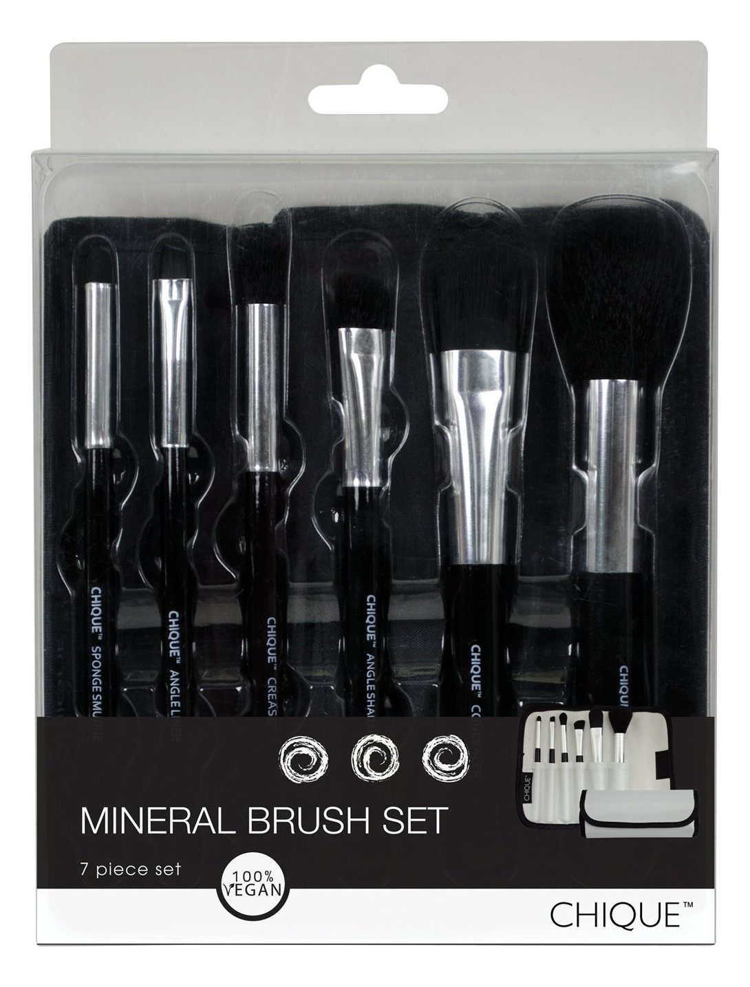 Royal & Langnickel Chique Mineral Brush Set with Case, Black