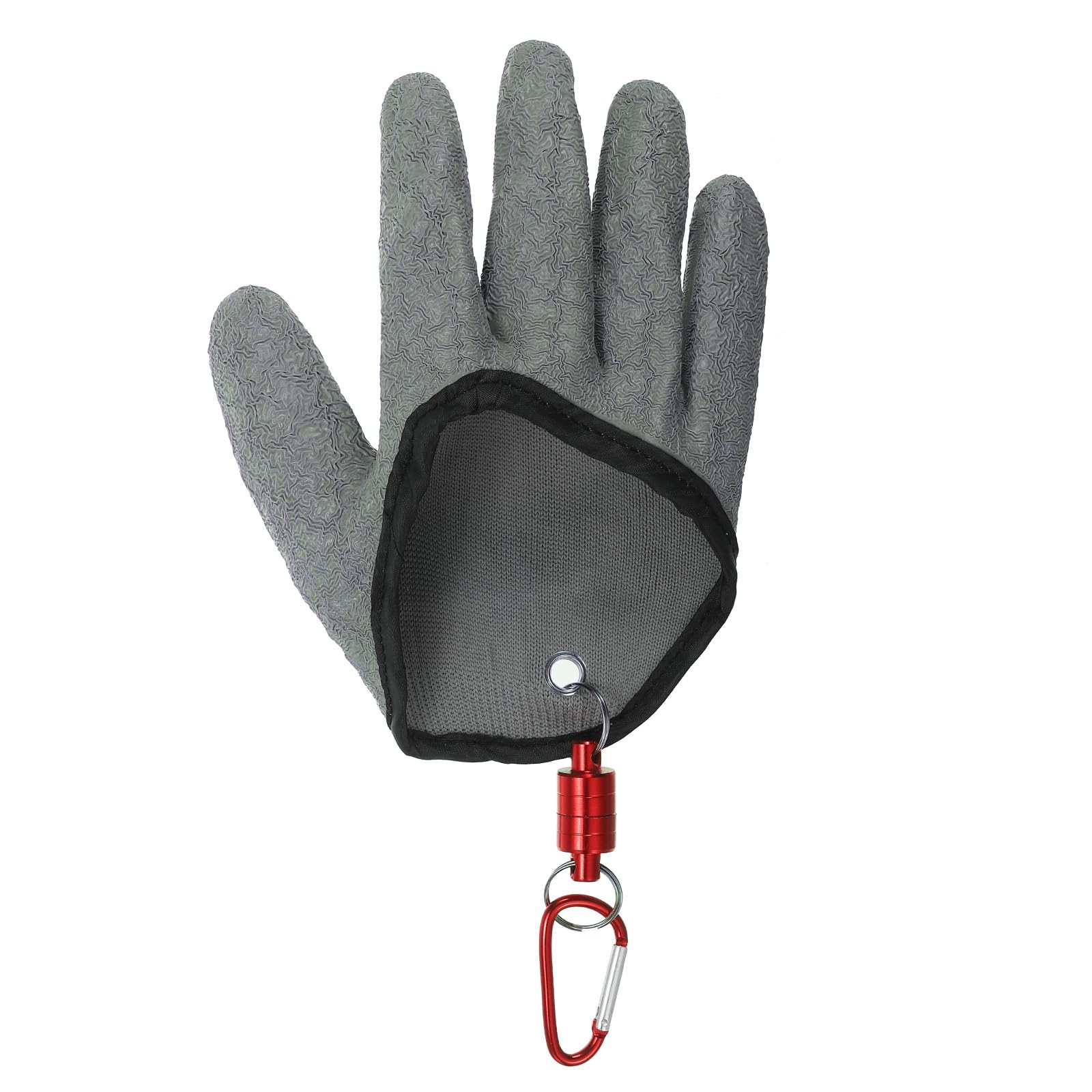 PATIKIL Fishing Gloves With Alloy Magnet Release Fisherman Professional Catch Fish Gloves Non-Slip Puncture Resistant Waterproof Fillet Glove for Handling Catching Cleaning, Grey (Right)