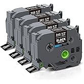 Unismar TZe-345 Compatible for Brother Ptouch 18mm 0.7 Laminated White on Black Label Tape TZ345 TZ Tape Work for PT-D400AD PT-D410 PT-D600 PT-D400 PT-2700 PT-1880 Label Maker, 3/4'' x 26.2', 4-Pack