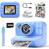 LETSHAHA Instant Print Camera for Kids, 1080P Digital Video Cameras, Christmas Birthday Gifts Toys for Age 3-12, Toddler Camera for 4 5 6 7 8 9 10 Year Old Boys - Blue