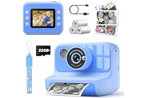 LETSHAHA Instant Print Camera for Kids, 1080P Digital Video Cameras, Christmas Birthday Gifts Toys for Age 3-12, Toddler Camera for 4 5 6 7 8 9 10 Year Old Boys - Blue