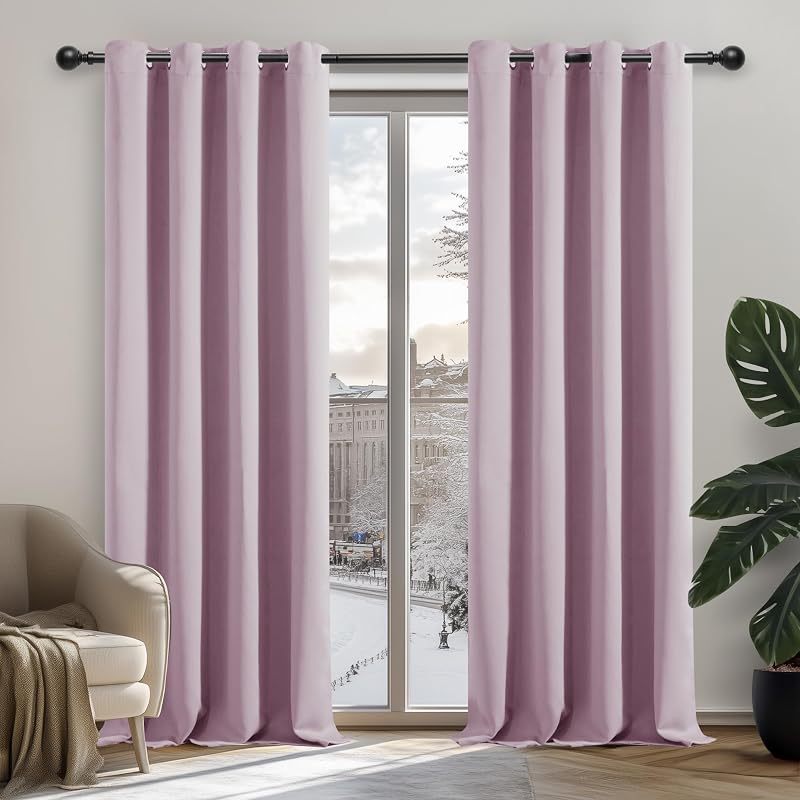 Deconovo Thermal Blackout Curtains Mustard 140x180 2 Pieces Eyelets