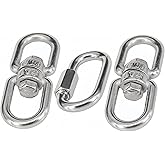 2PCS M6 Swivel Ring Double Ended Swivel Eye Hook with 1 Pcs Quick Link, Eye to Eye Swivel Shackle Ring Connector for Swing, Hanging Chair, Hammock, and Fitness Ropes Supplies
