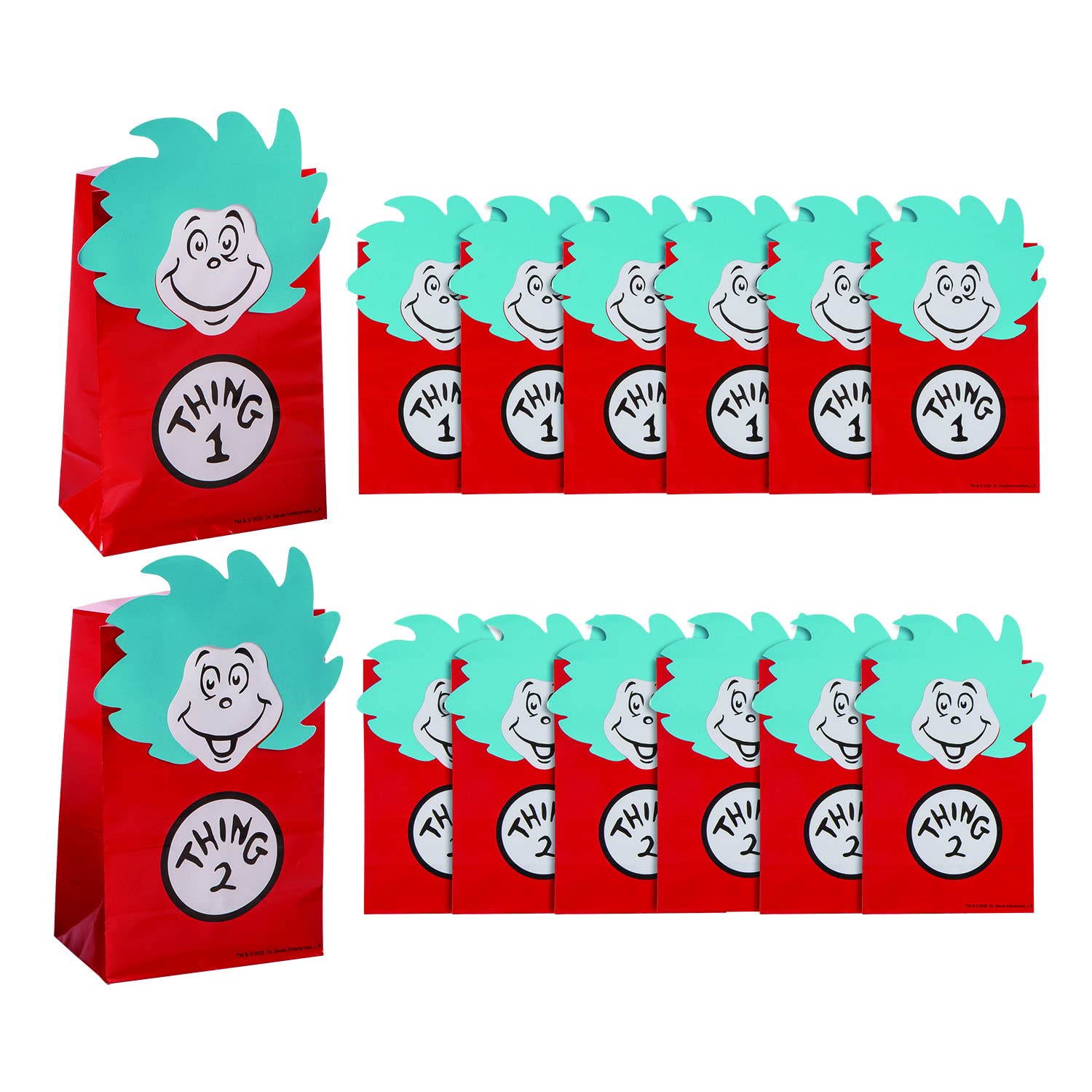 Photo 1 of Fun Express Dr. Seuss Thing 1 & Thing 2 Treat Bags - 4" x 2-1/4" x 6" - 12 Pieces
