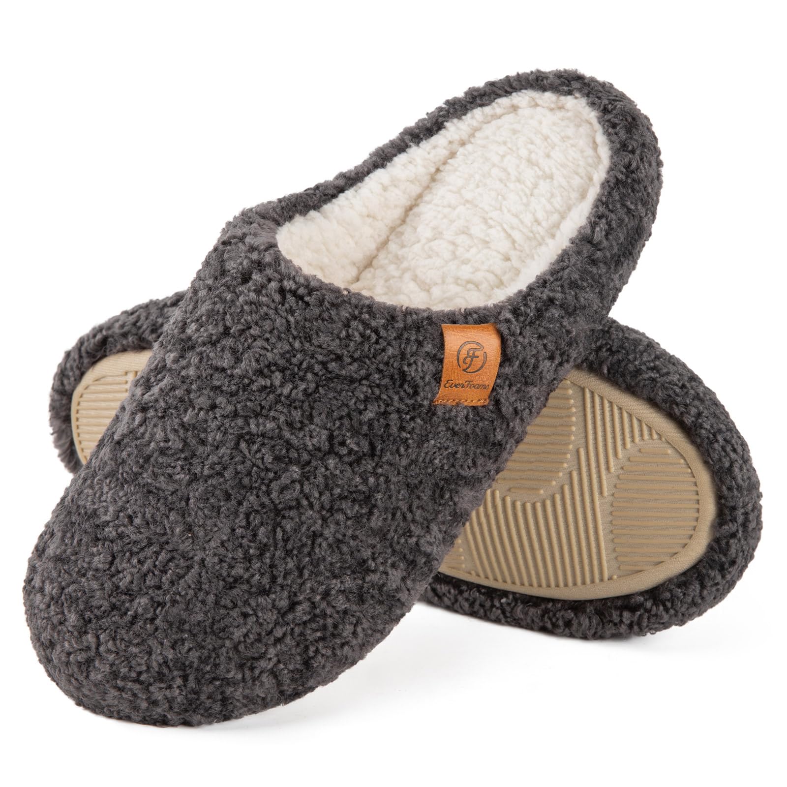 EverFoams Women's Fuzzy Slip-on Slippers Soft Comfy Memory Foam Indoor ...
