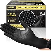 PROMEDIX P Heavy Duty Nitrile Gloves with Diamond Texture 8 Mil Latex Free Powder Free Industrial Disposable Glove