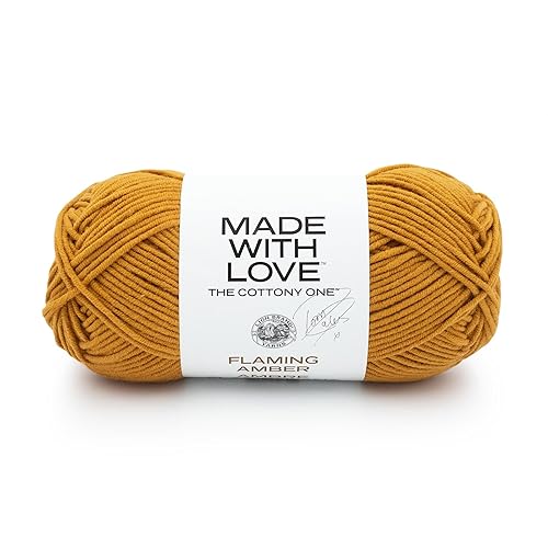 Lion Brand Yarn Made with Love The Cottony One Yarn for Crocheting, Knitting, and Crafts, Flaming Amber, 1 Pack