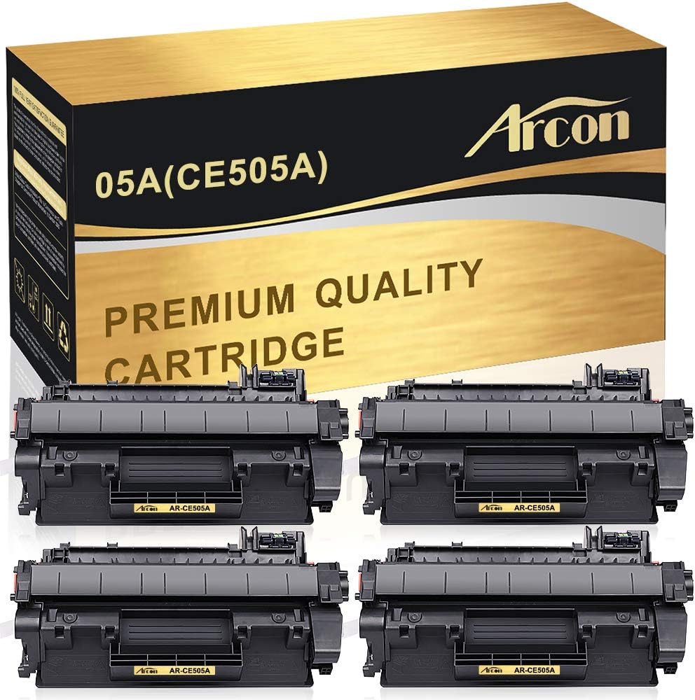 Arcon Compatible Toner Cartridge Replacement for HP 05A CE505A 05X CE505X HP P2035 P2055dn HP Laserjet P2035 P2055DN P2035N P2055D P2055X HP Laserjet P2055 P2035 2035 2055 Toner Printer (Black,4Packs)