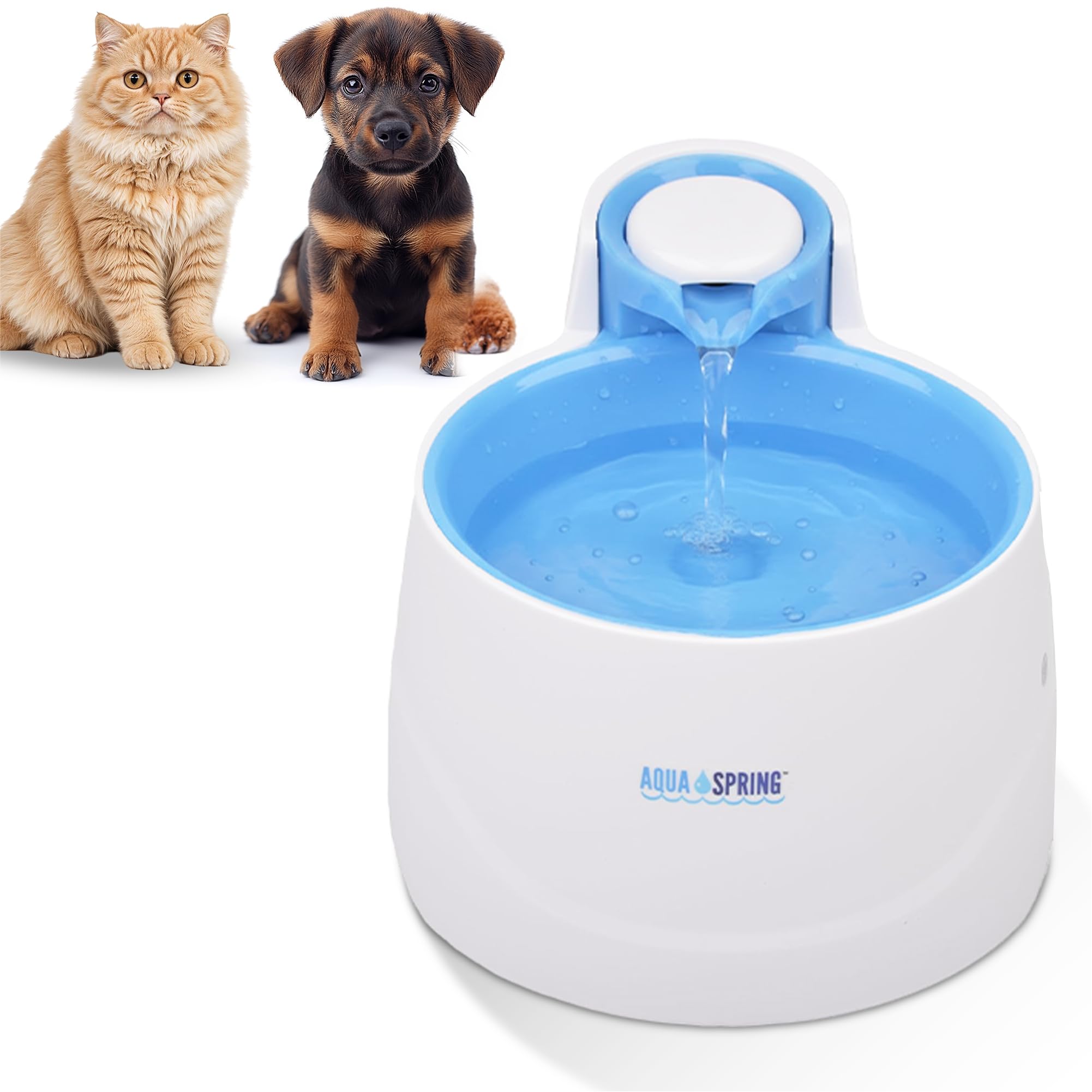 AquaSpring Illuminated Pet Water Fountain, Blue