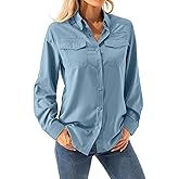 Womens Safari Sun Shirts UPF 50+ UV Sun Protection Long Sleeve Outdoor Quick Dry Fishing Hiking Gardening Shirts