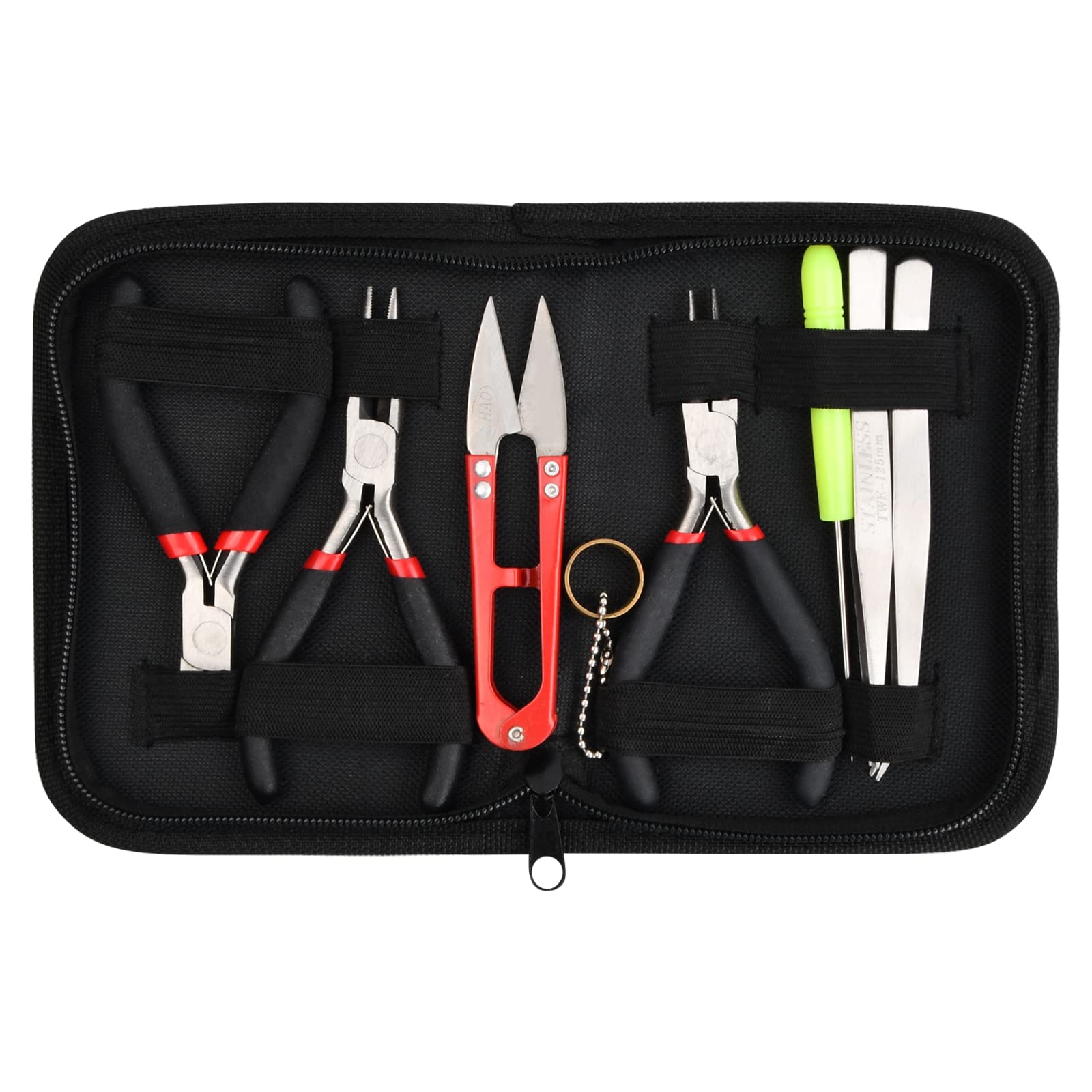 Daelesr Jewellery Pliers Set, 8 Pieces Scissors, Jewellery Pliers, Tweezers and Other Jewellery Tools for Jewellery Making and Repair, Suitable for Beginners