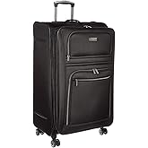 Kenneth Cole REACTION Rugged Roamer Lightweight Softside Expandable 8-Wheel Spinner Luggage, Black, 28-Inch Checked