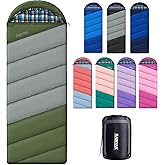 Cotton Flannel Lined Sleeping Bag for Adults Teens Kids, Cold Weather & Warm, 3 Seasons, Lightweight Compact Camping Essentials Equipment, Hiking, Outdoor, Travel
