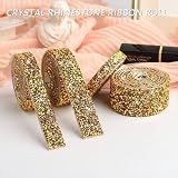 Zayejod 4 Rolls Gold Resin Rhinestone Ribbon 10mm Self-Adhesive Glitter view 8