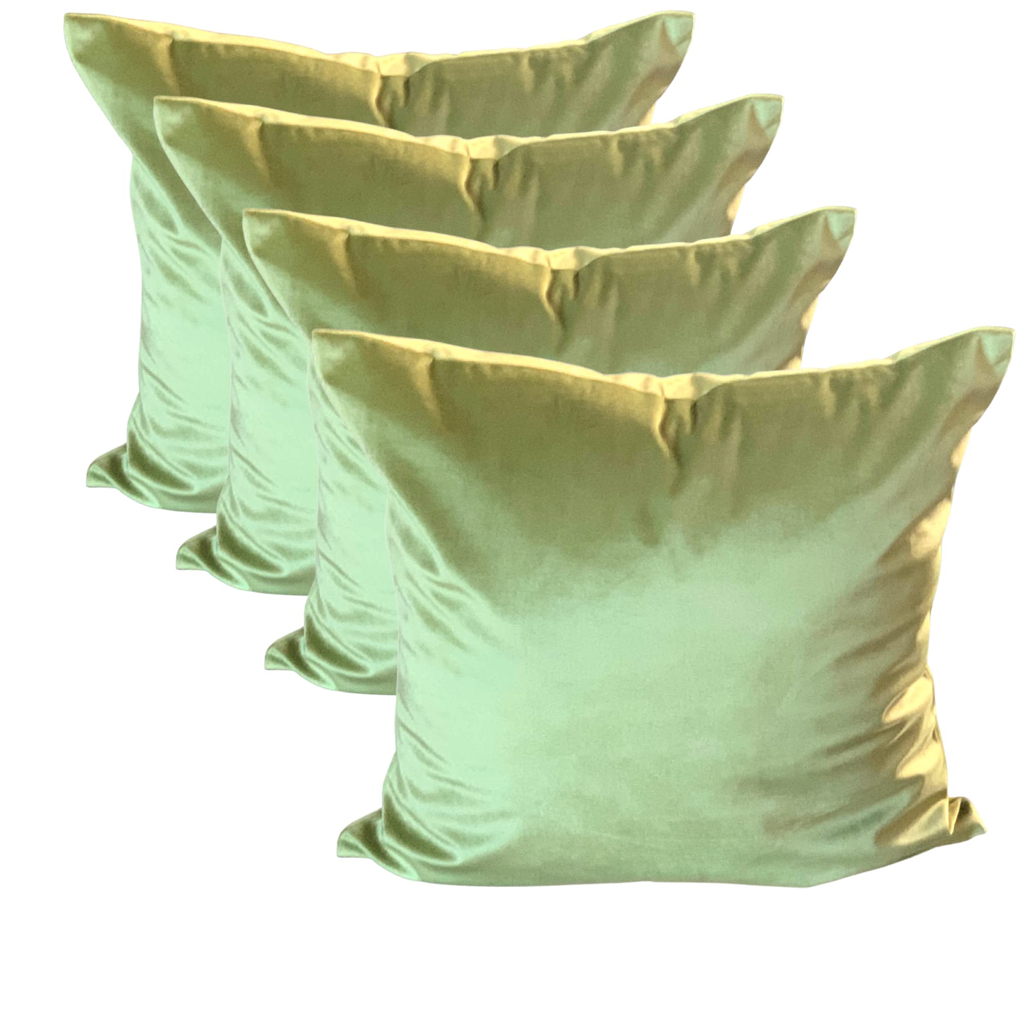 RKAAS HOME Pack of 4 Super Soft Decorative Luxurious Dutch Velvet Square Cushion Covers for Living Room Sofa Couch Bed 45cm x 45cm 18x18 Inches (Pack of 4 - Grass Green)