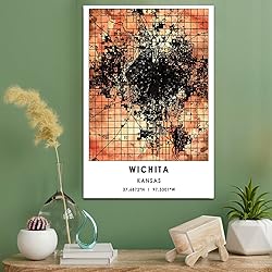 Wichita Map Poster, Kansas Map Art Poster, Map