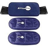 AiricePac Ice Packs for Injuries Reusable (3-Piece Set) Hot Cold Gel Wraps for Joint Pain, Muscle Soreness, Adjustable & Flexible for Back, Knees, Shoulders, Arms and Legs