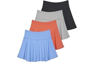Real Essentials 4 Pack: Women's High Waisted Tennis Skirts Skater Skort Tummy Control Golf Shorts Pockets (Available in Plus)