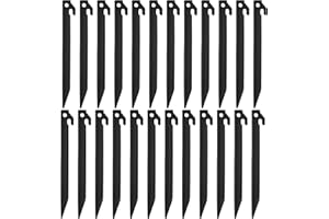 ADXCO 24 Pieces Plastic Inflatables Stakes 8.8 Inch Yard Stakes Anchor Replacement Inflatable Decoration Stakes Heavy Duty Camping Tent Stakes for Christmas, Halloween Home Garden, Black