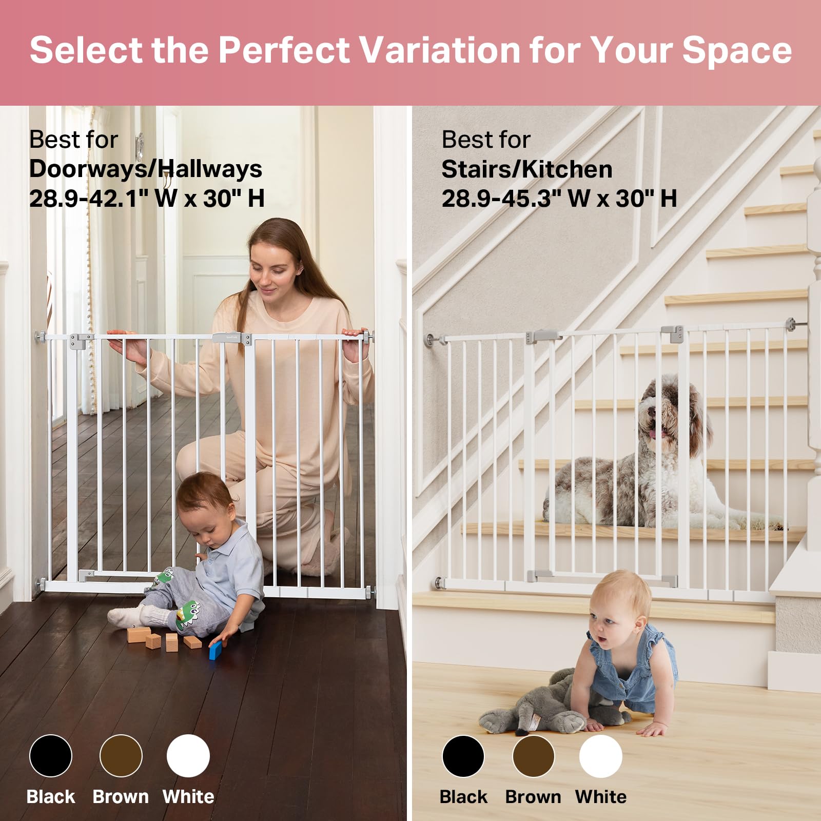 InnoTruth Baby Gate for Stairs 28.9-42.1