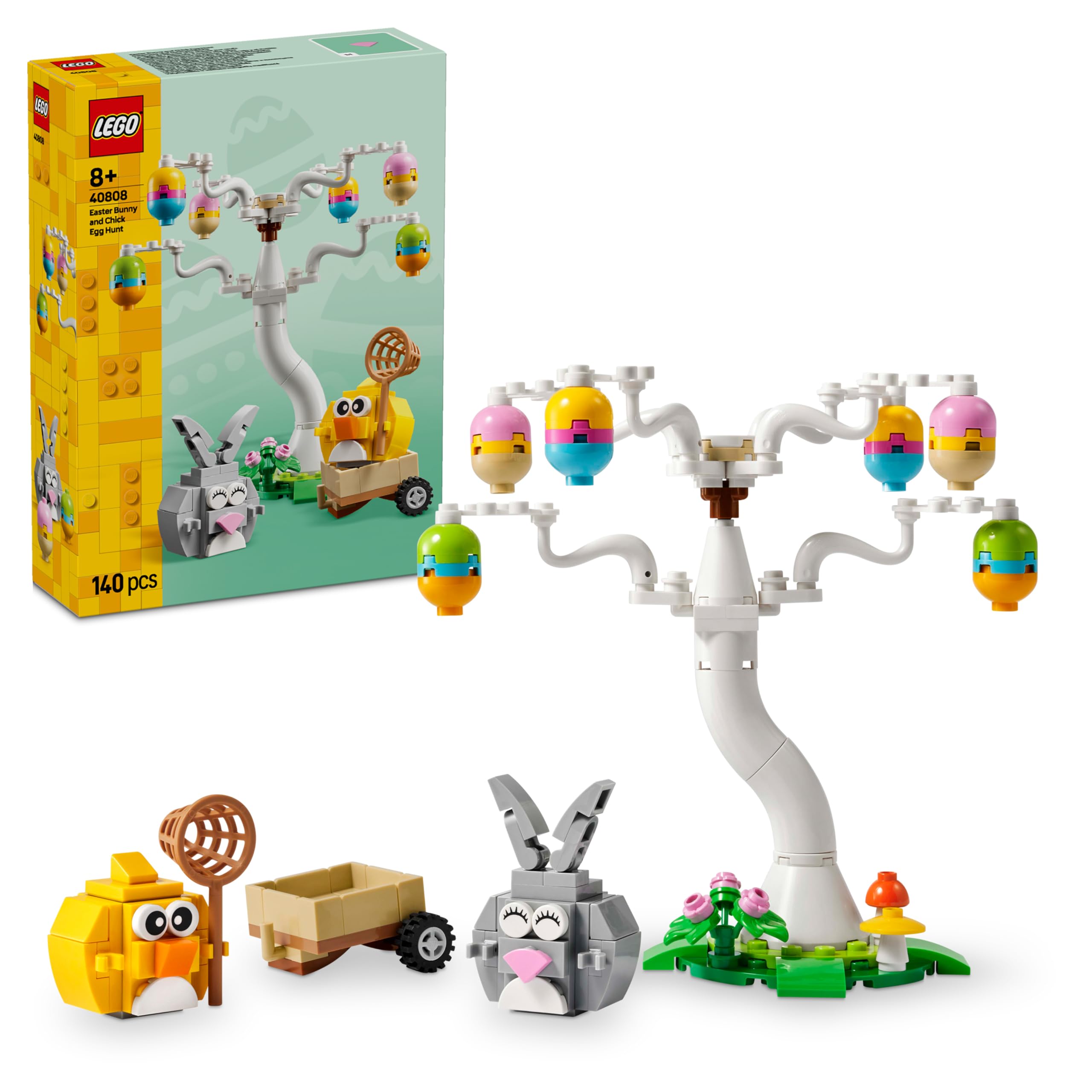 LEGO Osterhase und Ostereiersuche - Kinderspielzeug mit Hasen & Vogel Tierfiguren - Mit Baum & Wagen - Kreatives Konstruktionsspielzeug - Geschenk für Mädchen & Jungen ab 8 Jahren - 40808