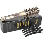 Sndyi Small Round Brush for Blow Out, Nano Thermal Ceramic Ionic Round Hair Brush with Boar Bristles, Boost Shine &amp; Volume, For Short Hair with Quick Blow Drying &amp; Salon Styling -2 Inch, Barrel 1 Inch