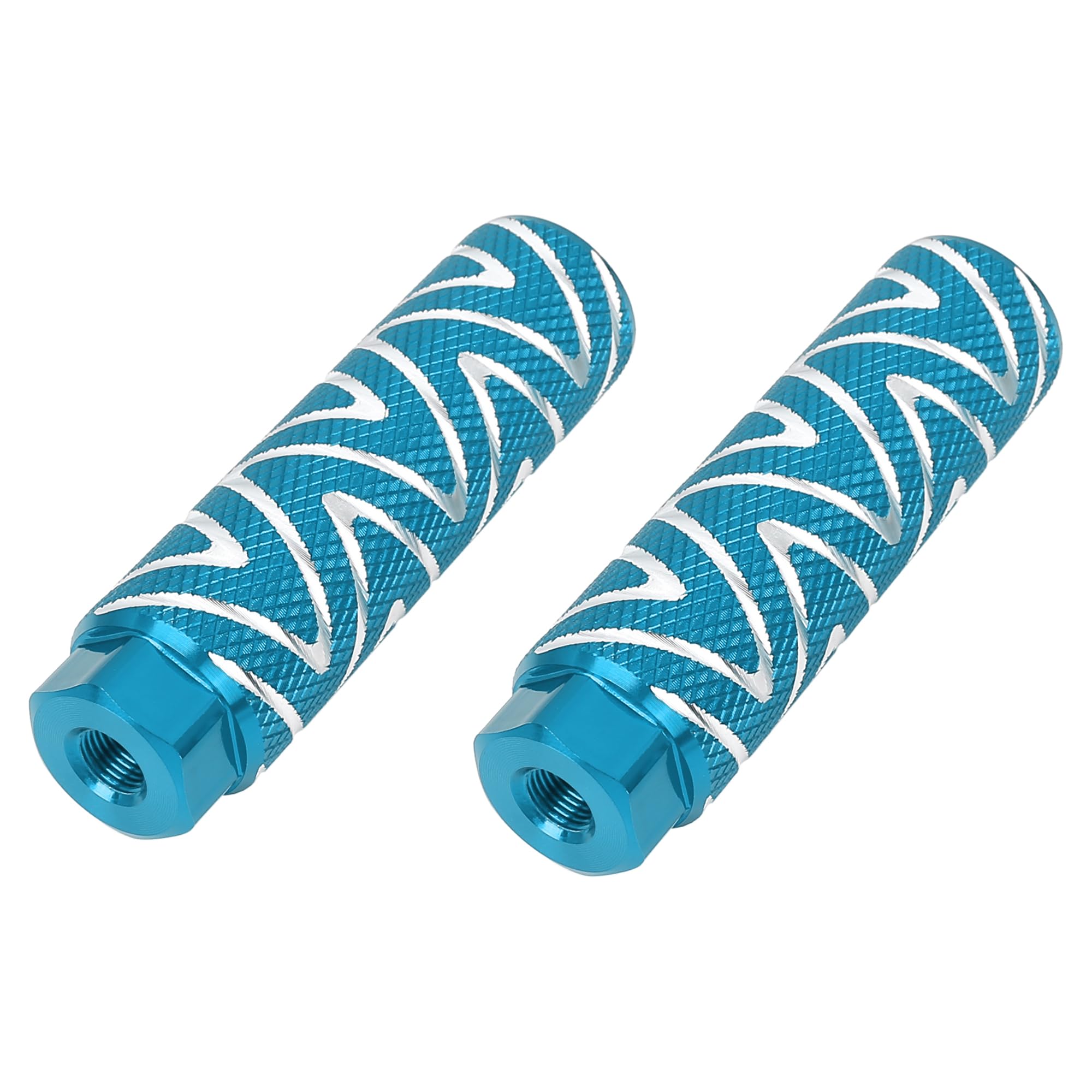 X AUTOHAUX Pair Wave Stripes Bike Foot Pegs Fit 3/8 Inch 100x28mm Sky Blue