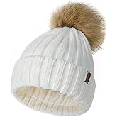 FURTALK Winter Beanie Hats for Women Fleece Lined Pom Pom Knitted Warm Beanie Caps