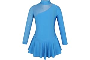 iiniim Girls' Roller Ice Figure Skating Dress Mock Turtleneck Sparkly Leotard Ballet Dance wear Outfit Costumes