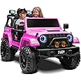 OTTARO Ride on Cars Vehicles 2 Seater, Battery Powered 12V Large Electric Truck for Kids with Remote Control, Spring Suspension, LED Lights, Music(Pink)
