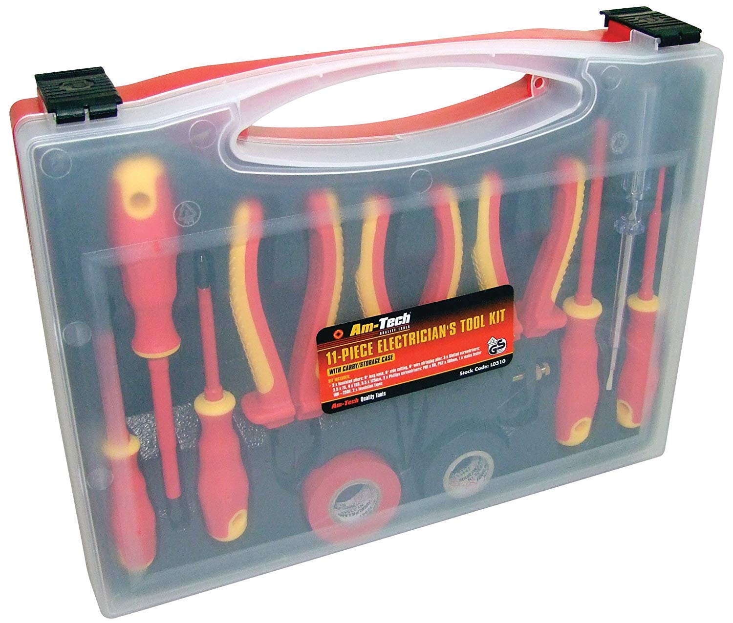 S9Q1 - AM-TECH 11 Piece Electrician Tool Set 1000VAC & 1500VDC Insulated EN60900