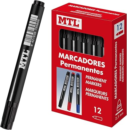 Dohe - Caja de rotuladores permamentes - 12 uds - Negro ...