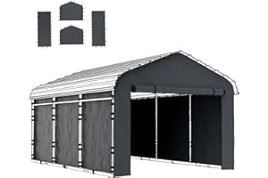 Outsunny Carport Replacement Canopy Cover Sidewalls for 12' x 20' Carport, UPF50+ Waterproof PE Garage Car Tent Shelter Tarp 