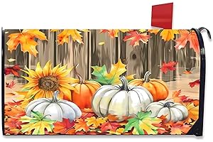 NANIKORE Welcome Fall Sunflower Pumpkin Maple Leaf Magnetic Mailbox Cover Standard Size 18X21 Letter Box Covers Decor for Outdoor Home Garden
