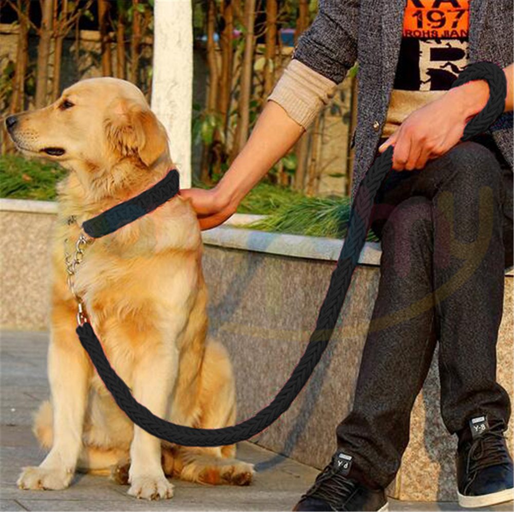 Leash Collar Set Heavy Duty Dog, Adjustable Martingale Braided Dog Collar, Strong Metal Pull Clip Loop Slip Anti -Twist Pet Walking Training Lead, Solid Hand Crafted Rope for Medium Large Breeds
